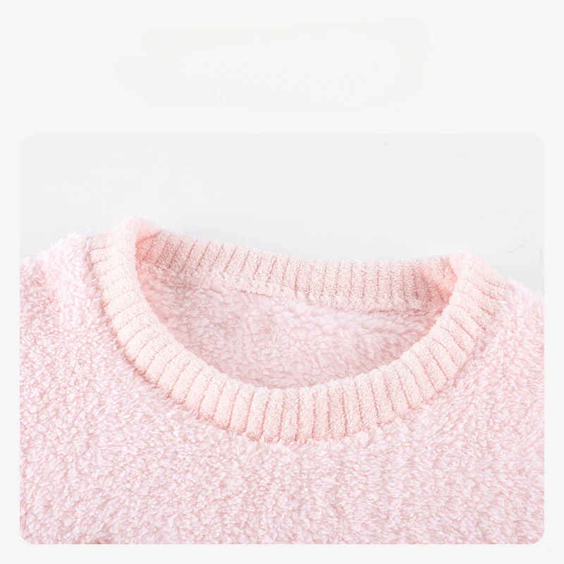 Winter Clothing For Woman - Pink Bowknot Pajamas Long Sleeve Crew