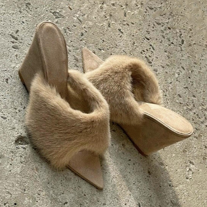 Winter Clothing For Woman - Fluffy Women Slippers Wedges Platform Sandals