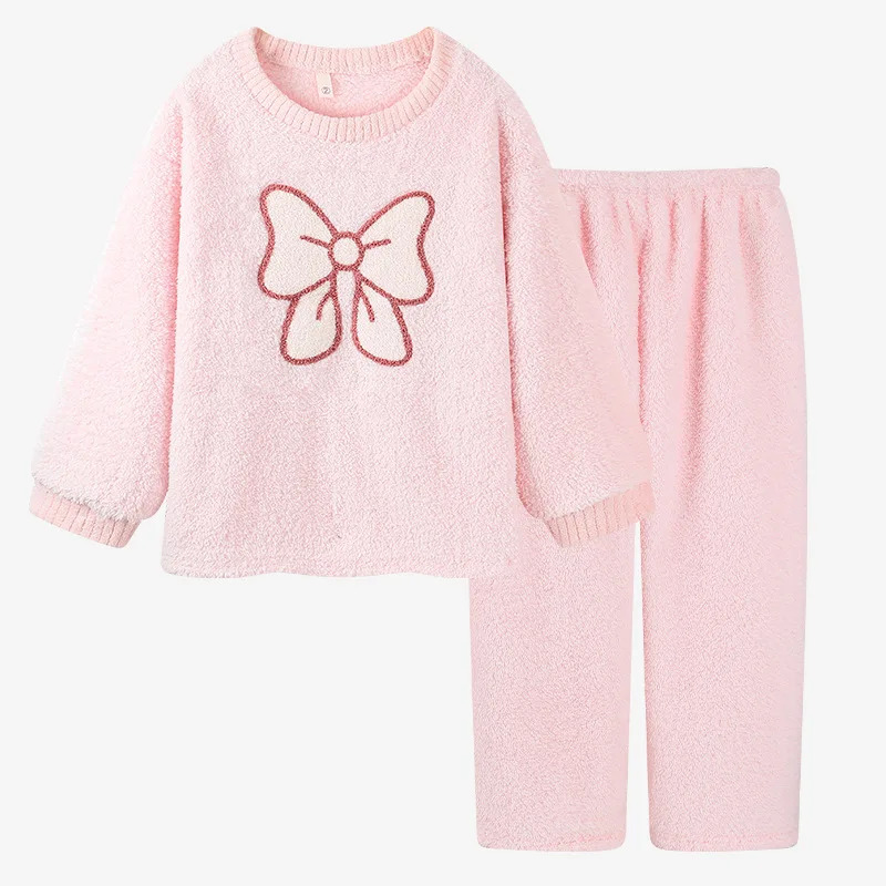 Pink Bowknot Pajamas Long Slee - Winter Clothing For Woman review and price