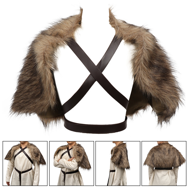 Viking Cloak Faux Fur Collar C - Winter Clothing Accessories review and price