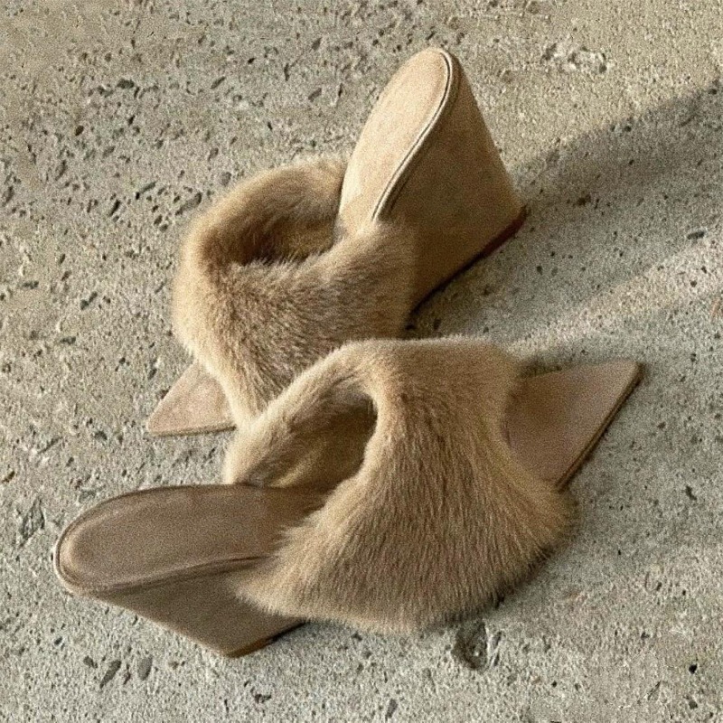 Fluffy Women Slippers Wedges P - Winter Clothing For Woman review and price