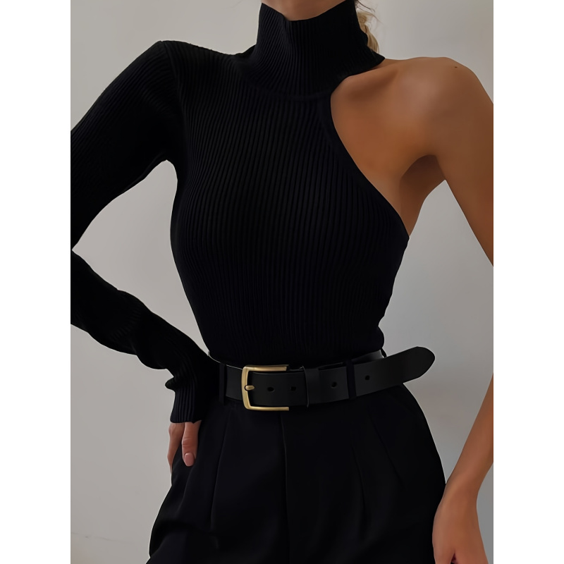 Solid Asymmetric One Shoulder  - Winter Clothing For Woman review and price