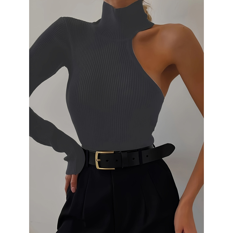 Solid Asymmetric One Shoulder  - Winter Clothing For Woman review and price