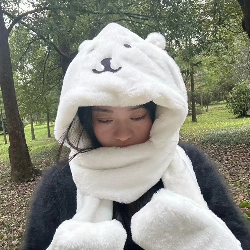 3 In 1 Plush Thick Hooded Hat  - Winter Clothing Accessories review and price